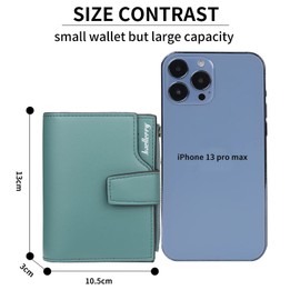 ANYWN Women's Small Purse Made of Smooth and Soft Faux Leather Wallet Women's Small Magnetic Buckle Mini Purse Women's with Zip and Card Slots, X-green, Vintage