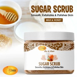 Spa Redi Sugar Body Scrub Milk & Honey 16 oz
