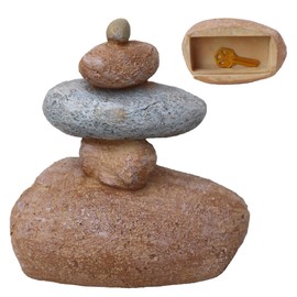 Memeyou Hide a Spare Key Outdoor Waterproof Fake Rock Key Hider Holder Safe Secret Storage Box For Outside Indoor Garden Ornament Decorative 5 Faux Stones Geocache Containers Large Size Design