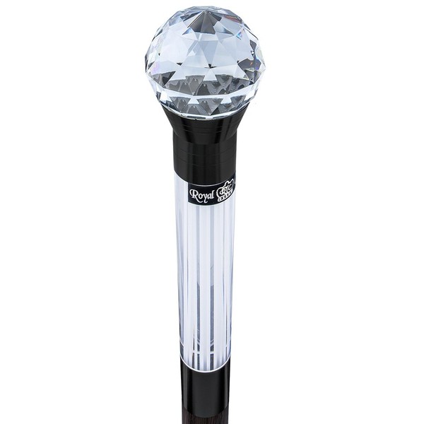 Crystal Ball Handle Walking Stick with Light Up Lucite with Wenge Wood