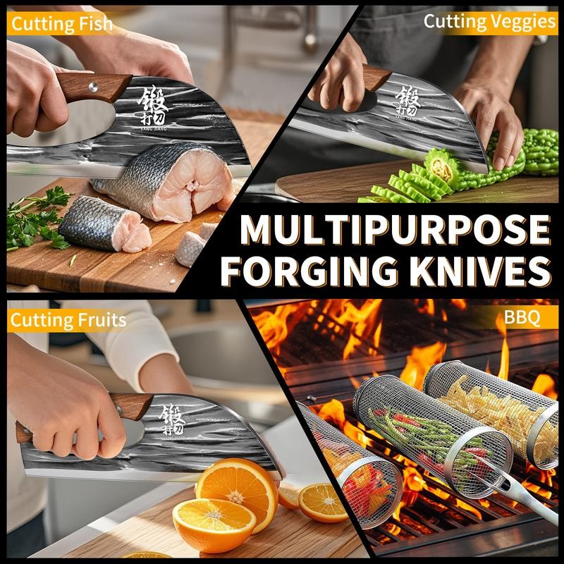 Rusted, Labour-Saving Full-Bladed Chopper Knife - Ergonomic Design for Cooking