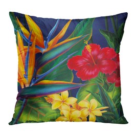 Britimes Throw Pillow Covers Home Decor Set of 4 Pillow Cases Decorative 18 x 18 Inches Outdoor Cushion Couch Sofa Pillowcases Tropical Flowers
