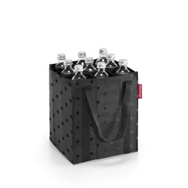 reisenthel Bottle Bag Glossy Dots Black - 9 Compartments, Easy Recycling of Bottles, Carrying Straps