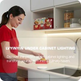 Lvyinyin Under Cabinet Lighting, Single LED Bar Light 12", 100 to 240V AC Power and DC 5V USB Plug in, 2 Packs, White Cords, Daylight