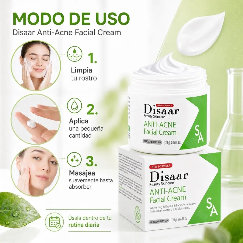 Crema Para Piel Grasa Y Imperfecciones, Antiacné Disaar, 2pz