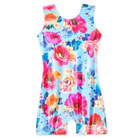 Domusgo - Maillot de gimnasia para niñas brillantes de una pieza sin mangas, Jardín colorido, 3 Años/4 Años