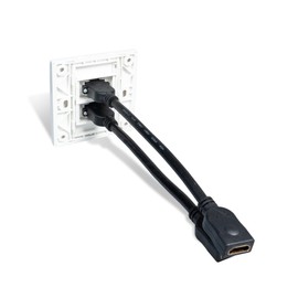 Eagle Twin HDMI Flush Mounted Wall Plate with Flying Lead Version 2.0 Full HD HDTV 4K 2160P And Screws for Home Cinema, AV Presentations, Pubs and Other Venues