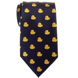 Retreez Classic Rubber Duck Woven Microfiber Men's Tie - Navy Blue