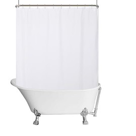 N&Y HOME Waterproof Fabric Clawfoot Tub Shower Curtain 180 x 70 inch All Wrap Around, 36 Hooks Included, Breathable Fabric, Machine Washable, White, 180x70