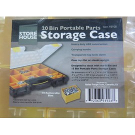 Heavy Duty 20 Bin Portable Parts (Nuts, Bolts, etc.) Storage Organizer Case with Built-in Carrying Handle