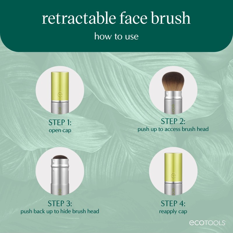 EcoTools Retractable Face Makeup Brush, Kabuki Brush for Foundation, Blush,