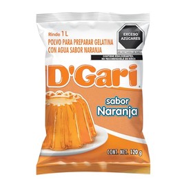 DGari Polvo para preparar gelatina con agua sabor naranja