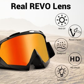 BIBIRE Motorcycle Goggles - Anti Fog UV Protective Goggles for Motocross, Dirt Bike, Off-Road & MTB - Dustproof Oneal Glasses for Fullface Helmet, Suitable for Racing, Skiing, Climbing