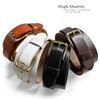 Men's Solid Brass Roller Buckle Genuine Full Grain Leather Belt