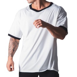 Magiftbox Workout Shirts Short Sleeve Oversized Hipster Gym Shirts Hip-hop T-Shirts for Men T44_White_US-S