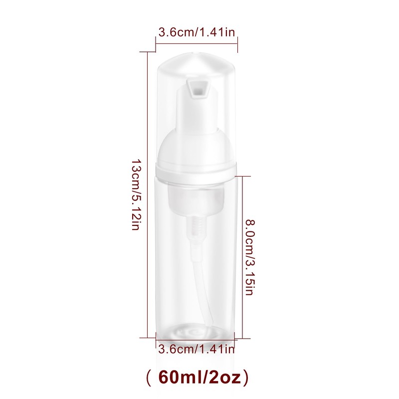 Zuihug 2oz Plastic Foam Pump Bottle, Empty Bottle Travel Foaming