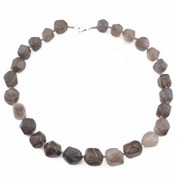 Handmade Gemstone Bead Necklace for Women | Eye-catching Grey Agate Gemstone Necklace, Pearl, Agate