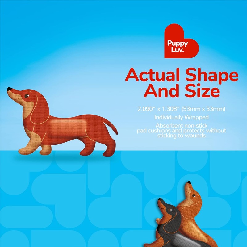 BioSwiss Bandages, Weiner Dog Shaped Self Adhesive Bandage Set, Latex