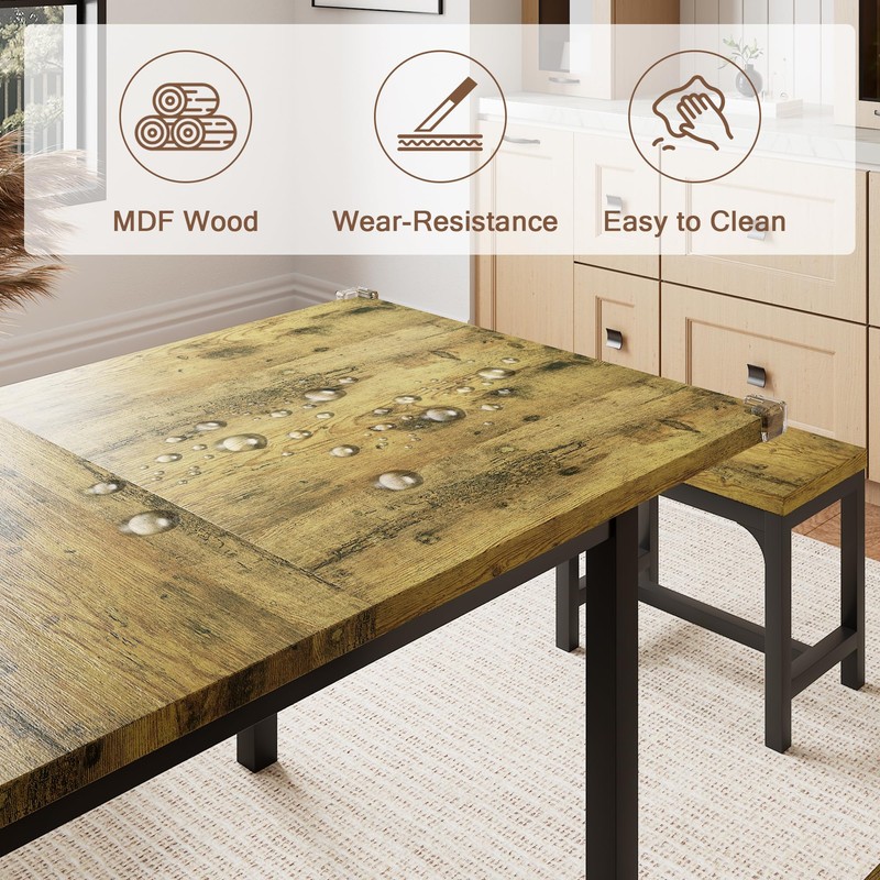 Einhomn 5 Piece Dining Table Set for 4-6, 63" Extendable