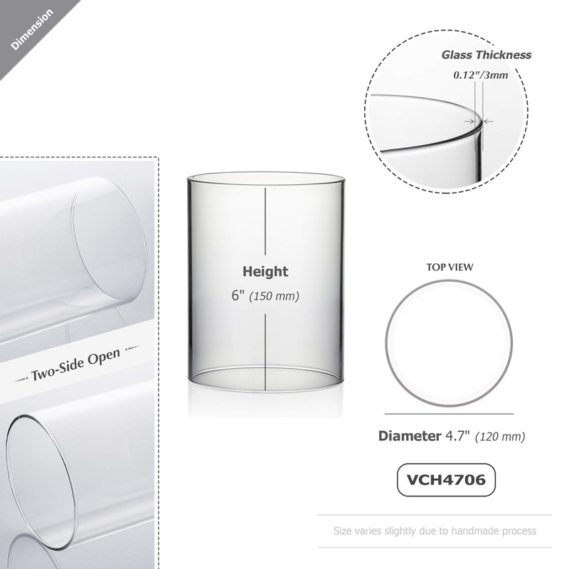 WGVI Hurricane Candle Holder Sleeve, Wide 4.7", Height 6", 2