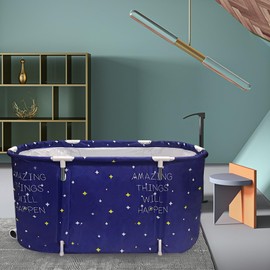 ptlsy Ice Bath Tub for Adults, Large Portable Bathtub for Adult, Folding Japanese Soaking Bath Tub Fit for Cold Warm Spa Indoor & Outdoor (Blue Large)