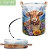 Highland Cow Flower Mountain Large Round Laundry Basket Collapsible Laundry
