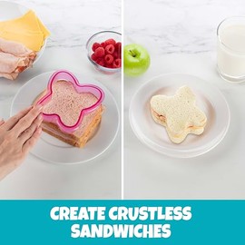 Cortadores de sándwich para niños, paquete de 4 – Bonitos cortadores de corteza de pan y galletas con mariposa, estrella, dinosaurio y elefante, ideal para almuerzos escolares y hornear en casa