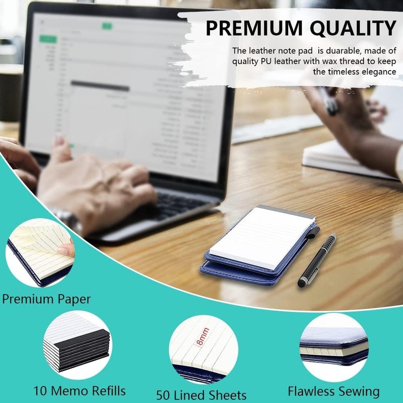 10pcs Mini Brown Pocket Notepad Holder Set, Small Notebook Holder