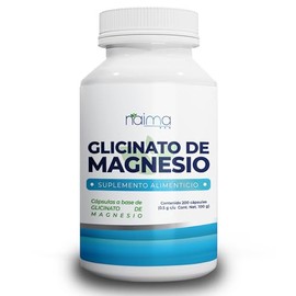 NAIMA Glicinato de Magnesio 200 Cápsulas | Suplemento Alimenticio |Ingredientes Naturales | Puro, Alta Absorción | Energía y Bienestar General | Sin A
