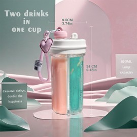 HANWUDI 2 in 1 Tumbler - 28oz Split Cups for Drinks, Coffee and Water Bottle Split Tumbler, A Cup for Two Different Drinks, Outdoor Camping, Hiking, Office Drinks