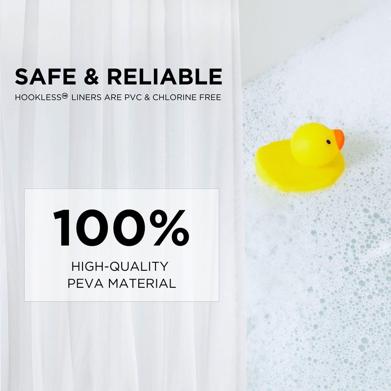 Hookless It’s A Snap! Plastic PEVA Antimicrobial Snap-in Replacement Shower