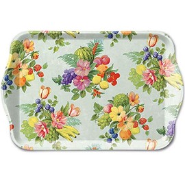 Melamine Tray Approx. 13 x 21 cm Flowers and Fruits Green Coffee Tea Serivce