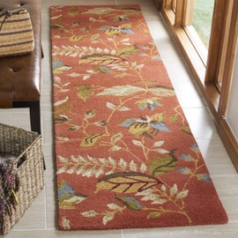 Safavieh Blossom Collection BLM913A Handmade Floral Premium Wool Runner, 2'3" x 8' , Rust / Multi