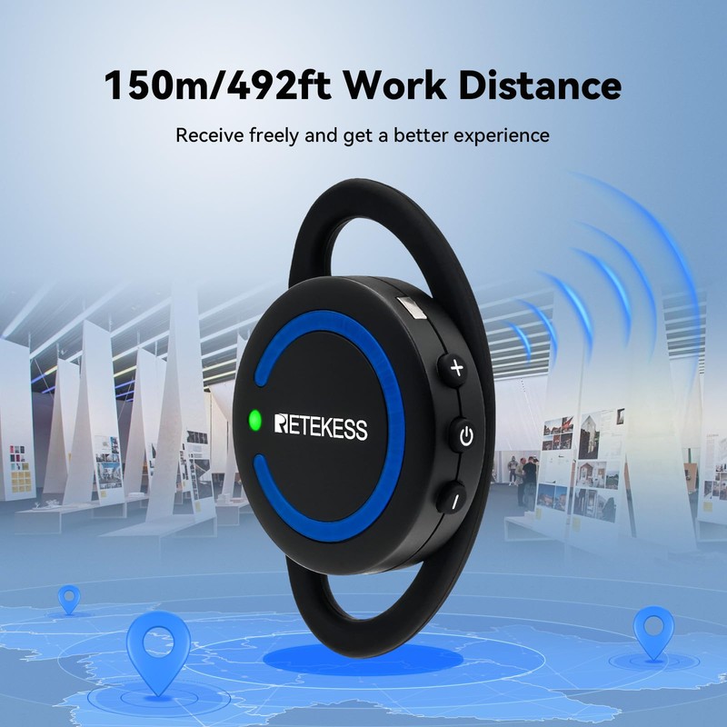Retekess TT126 Plant Tour Guide System Ear Receiver, Communication Device,