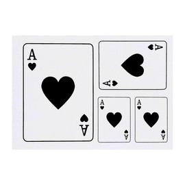 4 x 'Ace of Hearts' Temporary Tattoos - Water Resistant, Skin-Safe, Non-Toxic Transfers, Mixed Sizes (TO00084786)