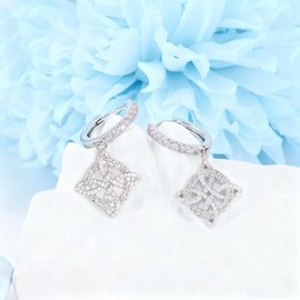 Witches Knot Earrings S925 Sterling Silver Vintage Irish Celtic Witch Knot Huggie Earrings Cubic Zirconia Witchy Nudo de Bruja Plata Irish Wiccan Jewelry Gift for Women Men Christmas Birthday