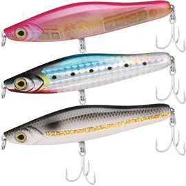 TRUSCEND Pencil Fishing Lures with BKK Hooks, Quake Sinking Floating Pencil Popper, Trembling Sinking Dog Walker for Freshwater and Saltwater, Long-Cast Topwater Fishing Lures, Bass Pike Fishing