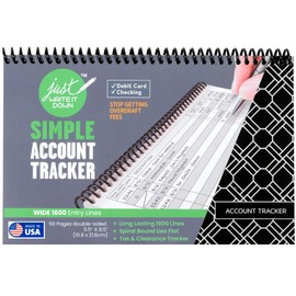 The Superior Register - Simple Account Tracker - Big Checkbook Register & Financial Ledger - Debit Card Register - Bank Register - 1 Pack, Black, Wide Edition