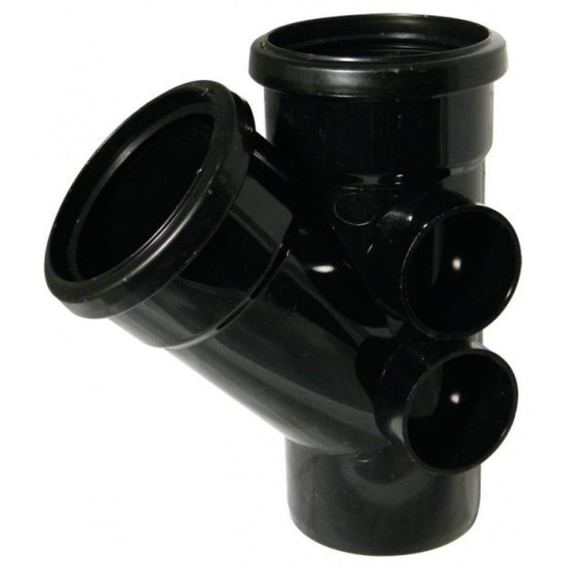 FLOPLAST 110mm Soil Ring Seal 135 Degree Branch - Black