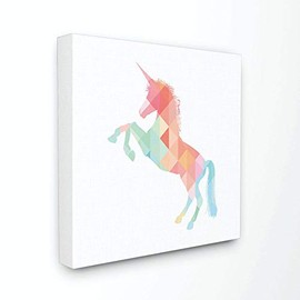 Stupell Home Décor Graphic Rainbow Unicorn Stretched Canvas Wall Art, 17 x 1.5 x 17, Proudly Made in USA