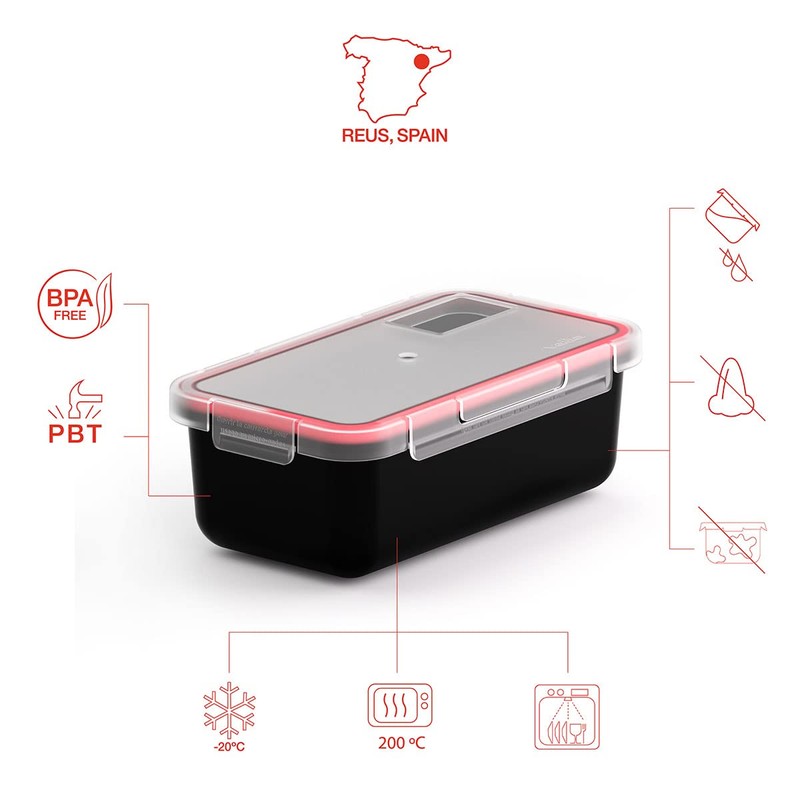 Valira 6090/15 Airtight Container 0.75 L Made in Spain Black