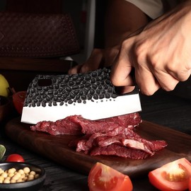 Grandsharp Butcher Knife Hand Forged Boning Knife with Sheath, Sharp High Carbon Steel Butcher Knife Meat Cutting Cleaver Multipurpose Chef Knives for Kitchen Camping Outdoor Deboning or BBQ