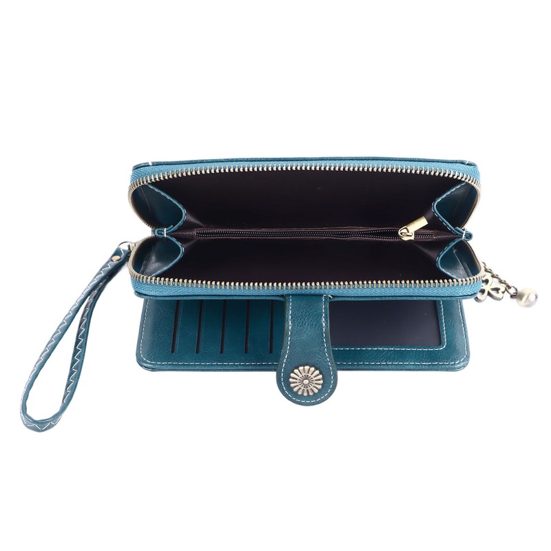 Women PU Leather Credit Card Holder Large Capacity Wallet Zipper