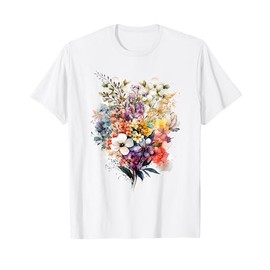 Vintage Inspired Watercolor Flowers - Botanical Cute Design T-Shirt