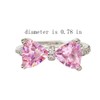 xdlhghe Bow Ring for Women Silver Pink Crystal Adjustable Dainty