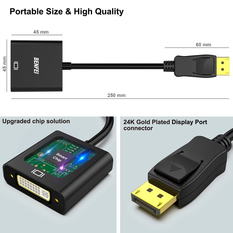 BENFEI DisplayPort(ディスプレイポート) - DVI 変換ケーブル オス-メス