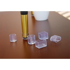 Pack of 8 PVC Chair Leg Caps, Floor Protectors for Chairs, Thick Chair Caps, Wear-Resistant, Protective Caps for Chair Legs, Chair Leg Protectors, Noise and Anti-Scratch, Transparent Rectangle, 20 x