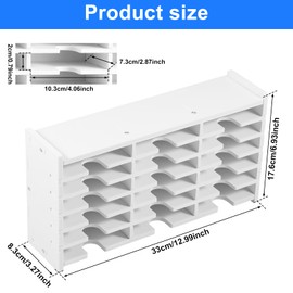 ZLHETWT Minimalist White Ink Pad Organizer, Slim Ink Pad Holder with 18 Compartments, Multi-purpose Storage Box for Office or Home