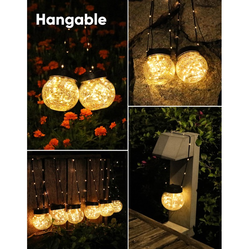 PARTPHONER Solar Lights Outdoor Waterproof 12-Pack, Solar Powered Hanging Lantern