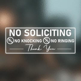 4Pcs No Soliciting Sticker for House Front Door Window, 2.7x7 inch Clear No Soliciting Sign for Home Business